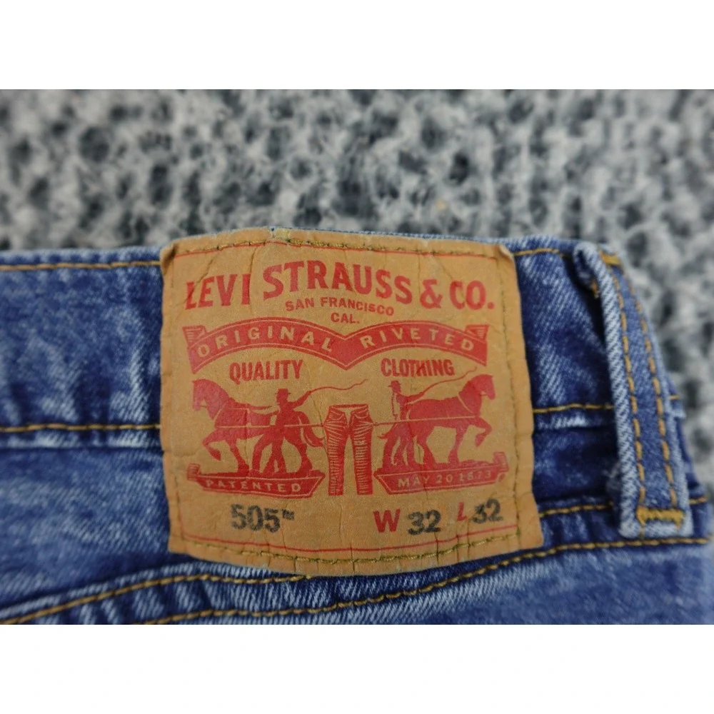 Levis 505 Straight Leg Jeans Mens 32x32 Blue Medium Wash Classic Denim Workwear